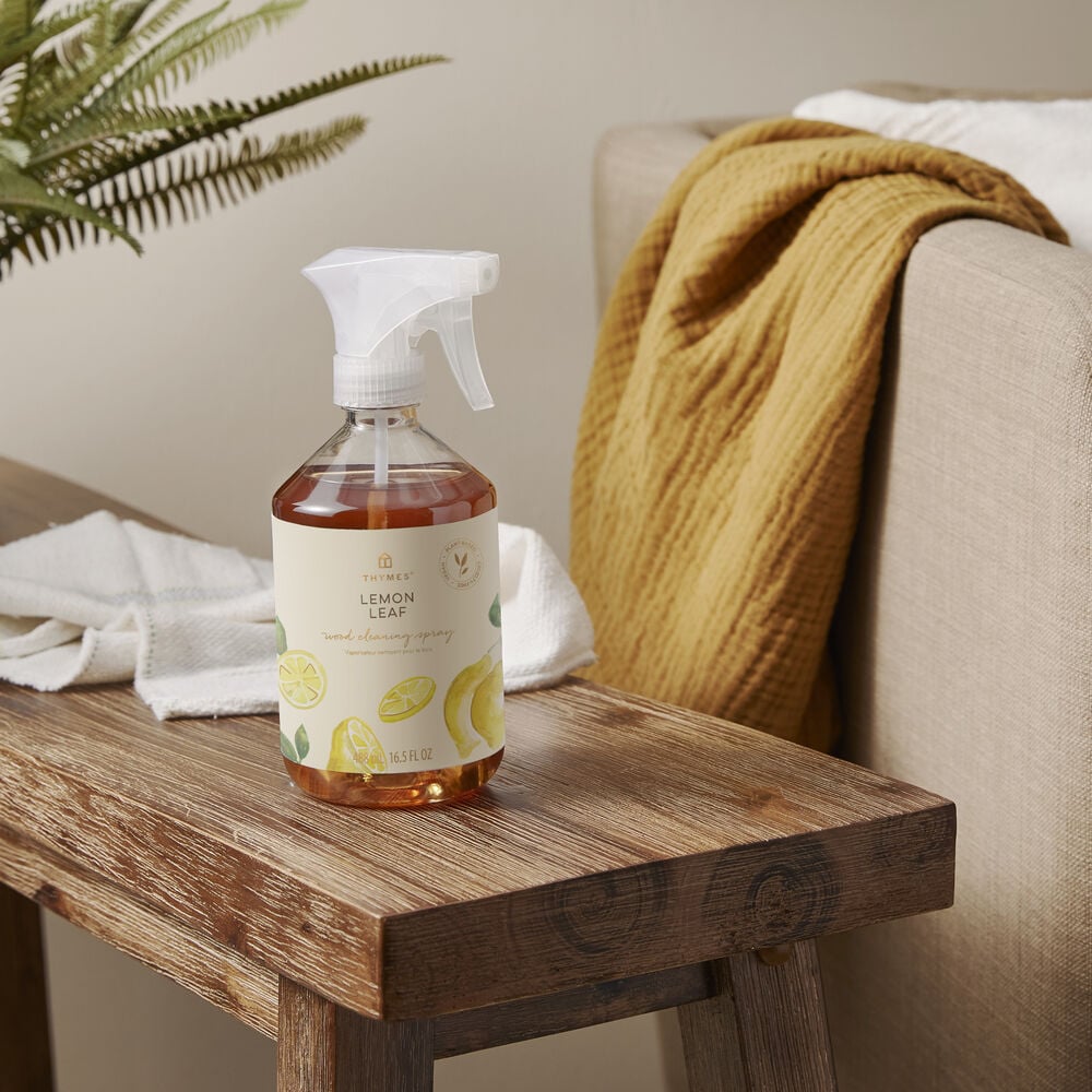 Thymes Lemon Leaf Wood Cleaning Spray on table image number 1